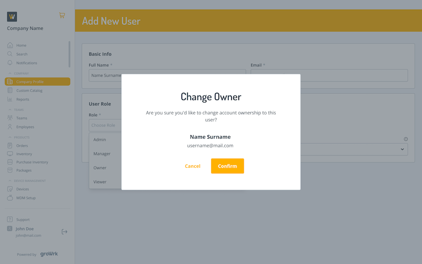 Roles and Permissions