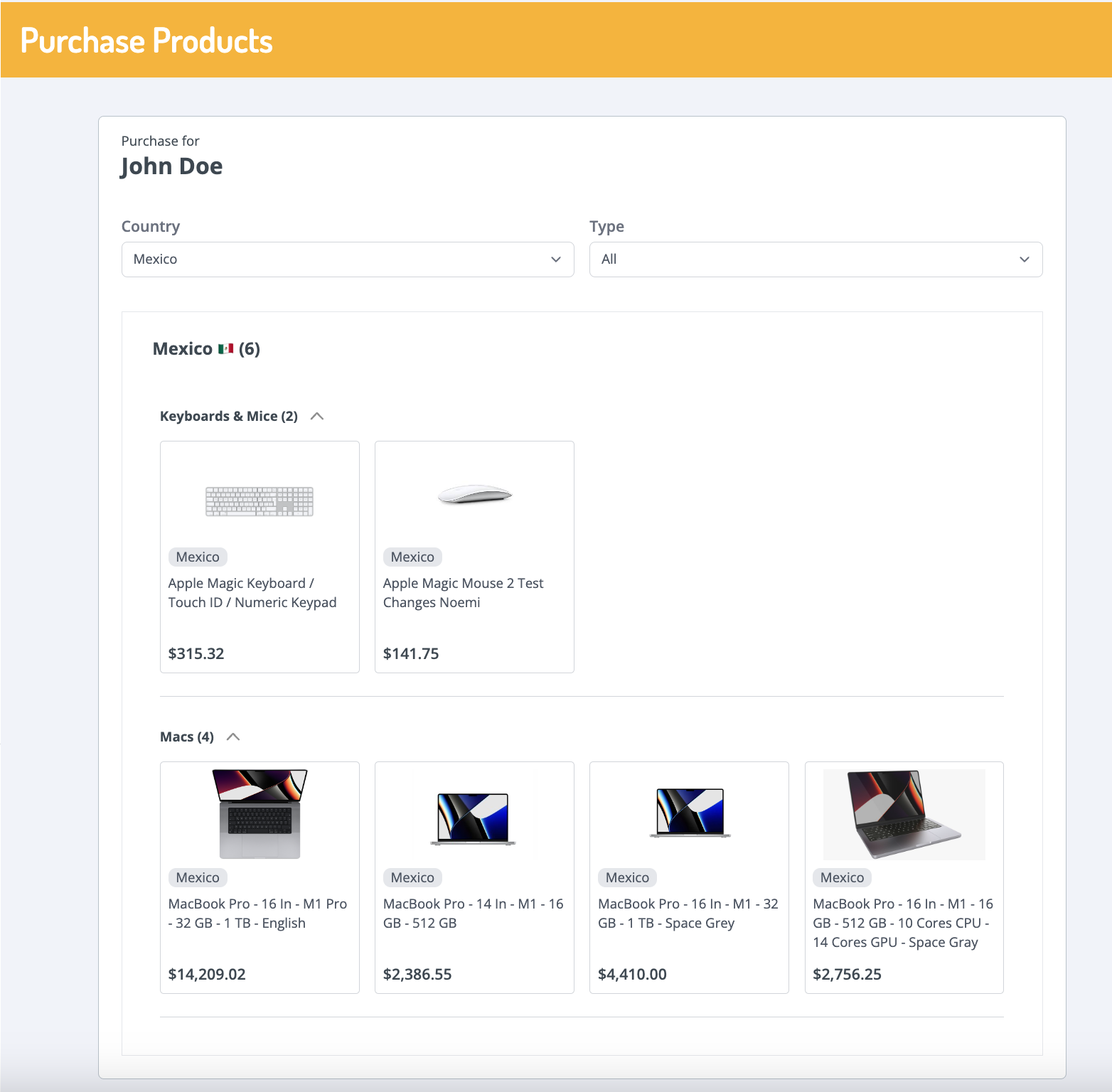 Purchase for Employee